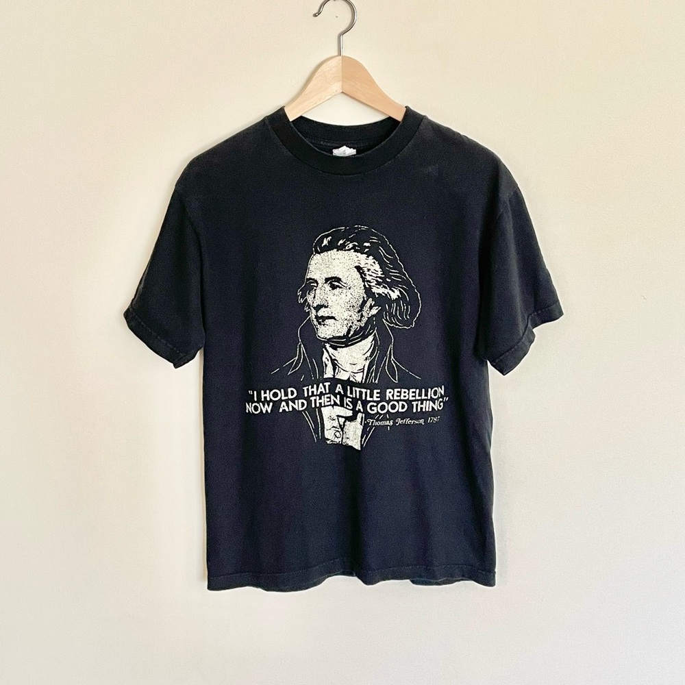 Vintage Y2K Thomas Jefferson Quote Graphic Black T Shirt Adult size Medium